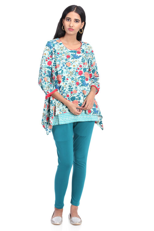 Mint Green Asymmetric Viscose Rayon Indie Top image number 4