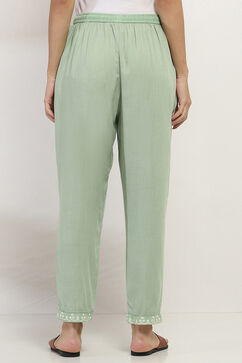 Sage Green Solid Regular Pants image number 4