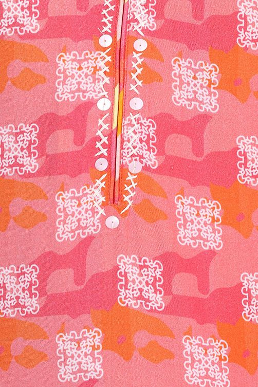 Pink Straight Rayon Kurta image number 1