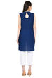 Indigo Asymmetric Polyester Kurta image number 3