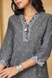 Grey Cotton Straight Printed Kurta image number 1