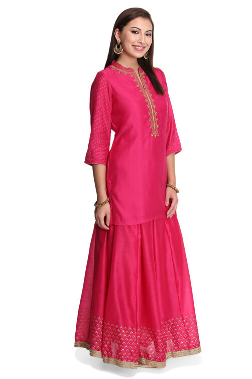 Pink Straight Poly Cotton Indie Top image number 2