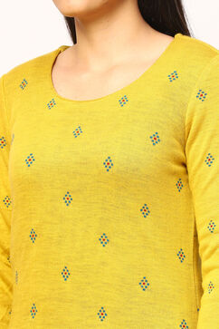 Mustard Jacquard Straight Kurta image number 1