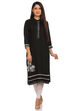 Black Straight Cotton Kurta image number 0
