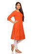 Orange Flared Cotton Kurta image number 1
