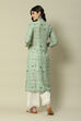 Sage Green LIVA Straight Printed Kurta image number 4