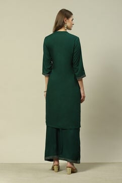 Green LIVA Straight Printed Kurta Palazzo Suit Set image number 5