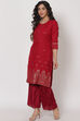 Maroon Polyster Matka Kurta image number 2
