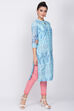 Sky Blue Cotton Straight Kurta image number 3