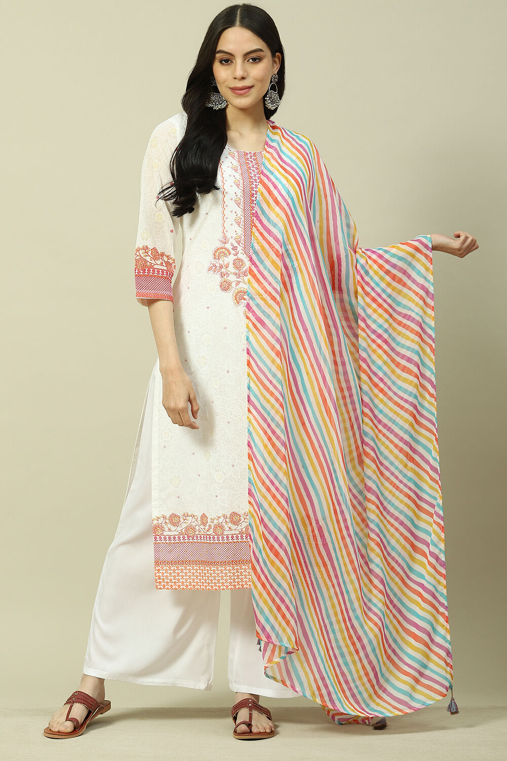 Multicolor Cotton Blend Woven Dupatta image number 0