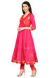 Pink Anarkali Polyester Kurta image number 2