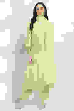 Lime Green Viscose Rayon Flared Set image number 6