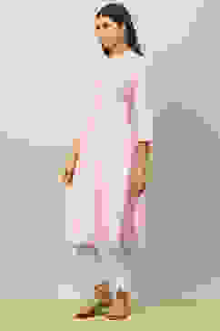Pink Cotton Yarndyed Straight Kurta image number 2