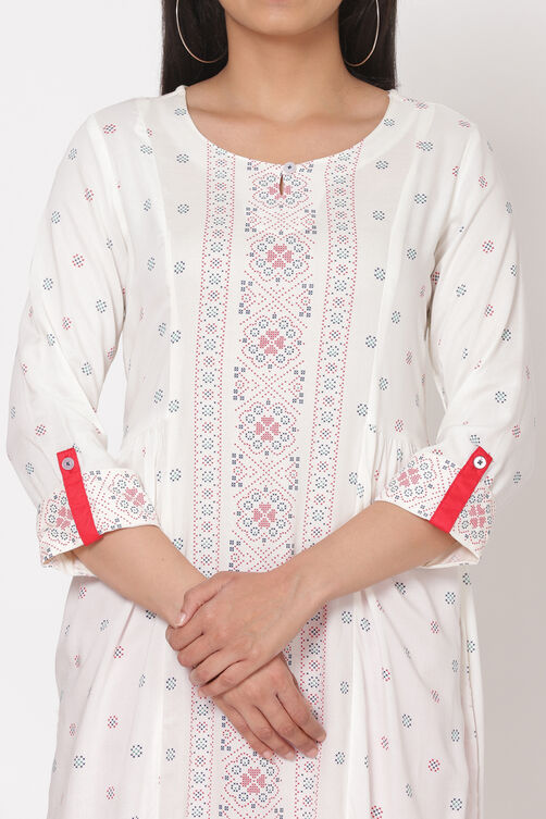 Off White Viscose Straight Kurta image number 1