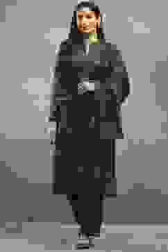 Black Polyester Printed Straight Suit Set image number 0