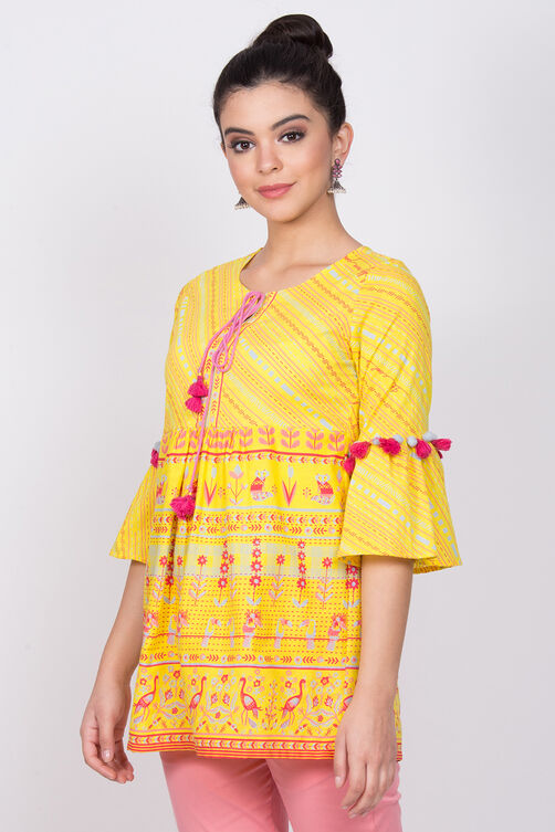 Yellow Cotton Flared Indie Top image number 2