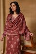 Red Polyester Straight Printed Suit Set image number 8