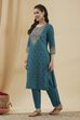 Emerald Green Viscose Rayon Straight Printed  image number 3