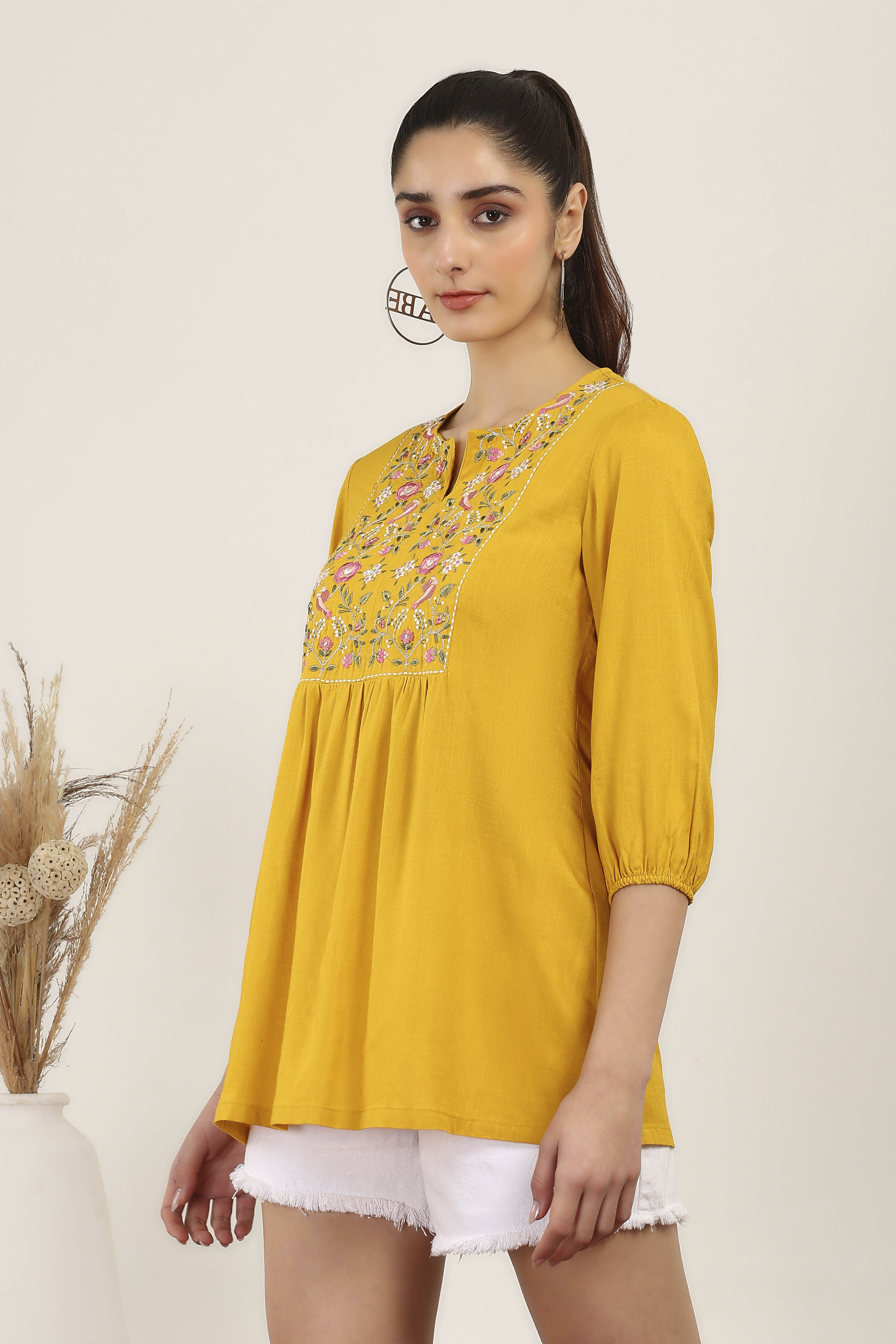 Red Rayon Straight Tops image number 2