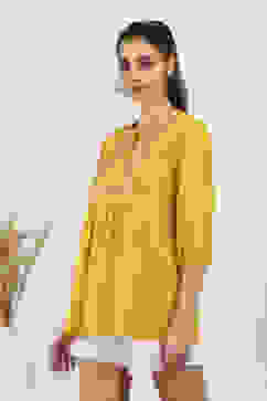 Yellow Rayon Straight Tops image number 2