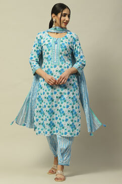 Blue Cambric Straight Suit Set image number 0