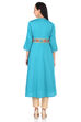 Turquoise Front Open Cotton Kurta image number 6