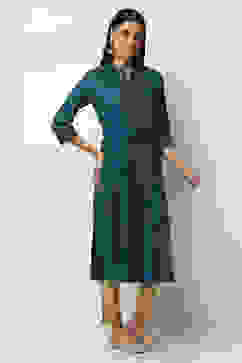 Teal Blue Viscose Printed Straight Kurta image number 4