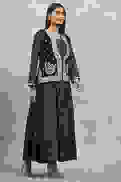 Blue Polyester Blend Printed Kalidar Dress image number 3