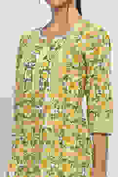 Yellow Cotton Printed Straight Kurta image number 1