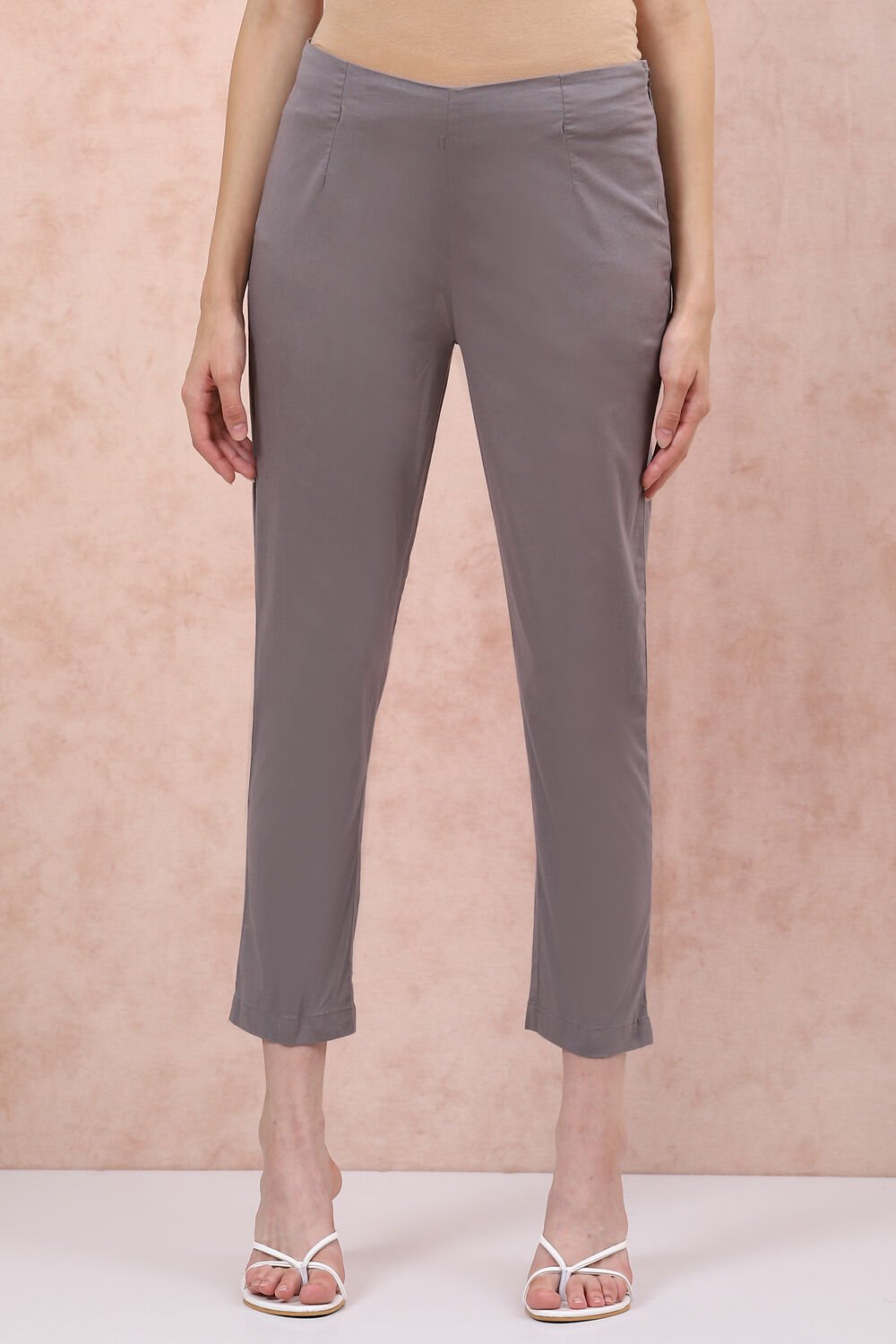 Buy Grey Cotton Slim Pants 1N by Rangriti