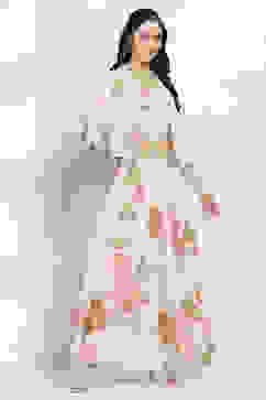 Off White Viscose Blend Skirt Set image number 5