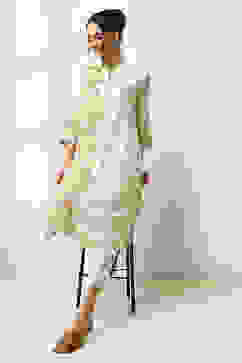 Light Green Floral Printed Straight Kurta image number 0