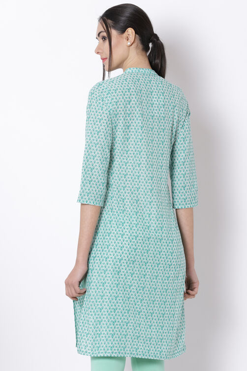 Green Cotton Straight Kurta image number 5