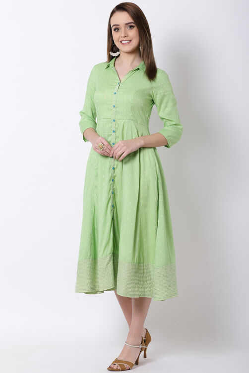 Green Cotton Kalidar Dress image number 0