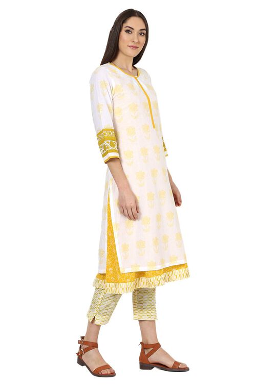 White Straight Cotton Kurta image number 2