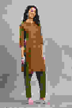 Green Cotton Printed Straight Kurta Pants Set image number 5