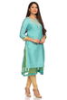 Turquoise Cotton Straight Kurta image number 1