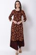 Brown Viscose Rayon Straight Kurta image number 0
