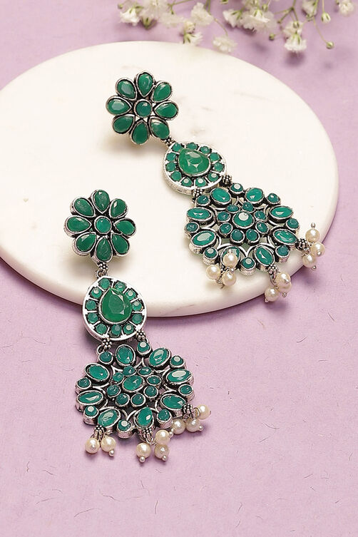 Green Alloy Earrings image number 0