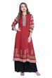 Maroon Kalidar Cotton Kurta image number 0