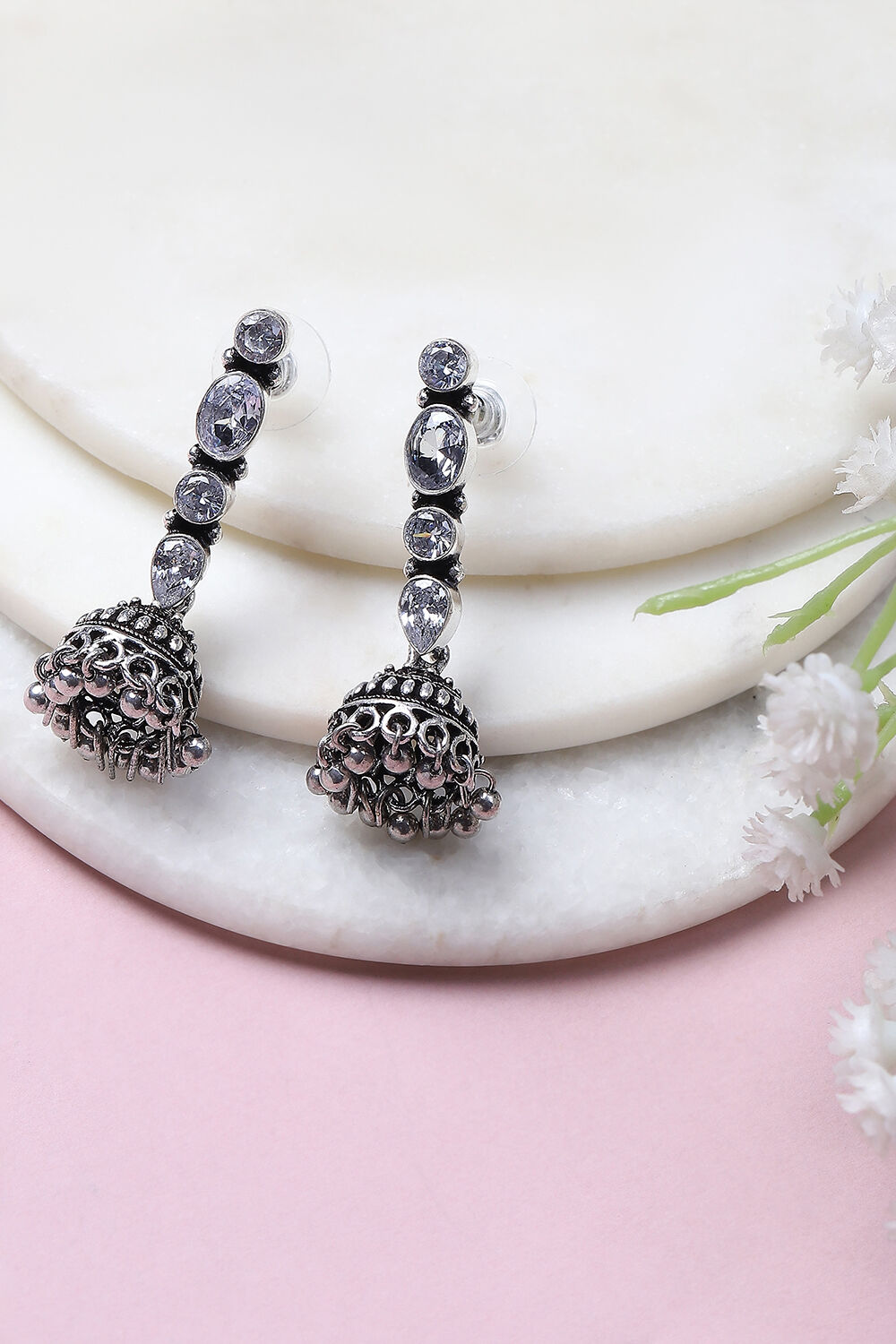 White Alloy Jhumkas image number 0