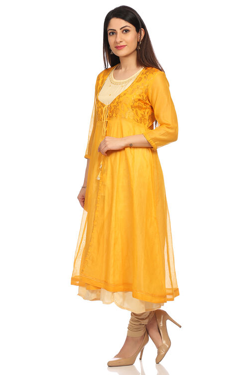 Red Kalidar Poly Cotton Kurta image number 3