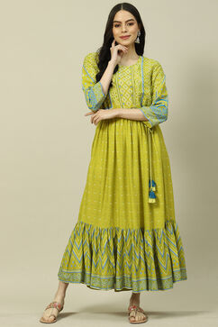 Lime Green LIVA Tiered Dress image number 5