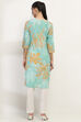 Aqua Cotton Straight Kurta image number 3