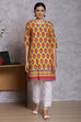 Mustard Cotton And Cambric Straight Kurta image number 0