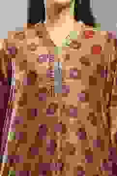 Mustard Polyester Printed Straight Suit Set image number 1