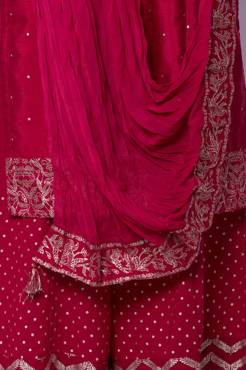 Maroon Polyester Chiffon Dupatta image number 2