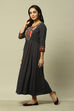 Black Viscose Straight Printed Dress image number 2