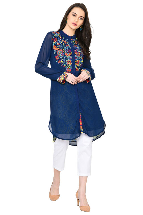 Indigo Straight Viscose Kurta image number 0