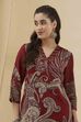 Blue Viscose Blend Straight Printed Kurta Pants Set image number 1